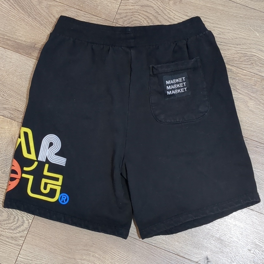 Market Fleece Cotton Shorts Black size Men's Large - Picture 3 of 7